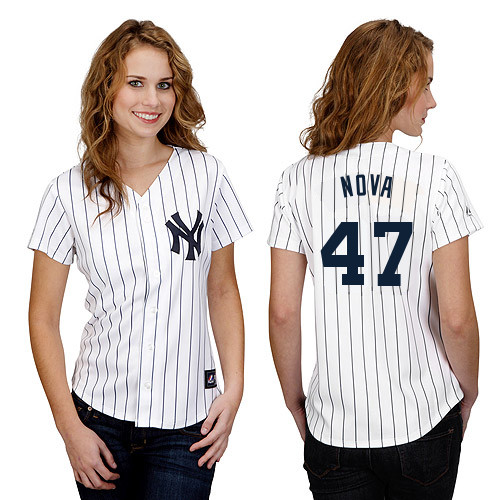 Ivan Nova #47 mlb Jersey-New York Yankees Women's Authentic Home White Baseball Jersey